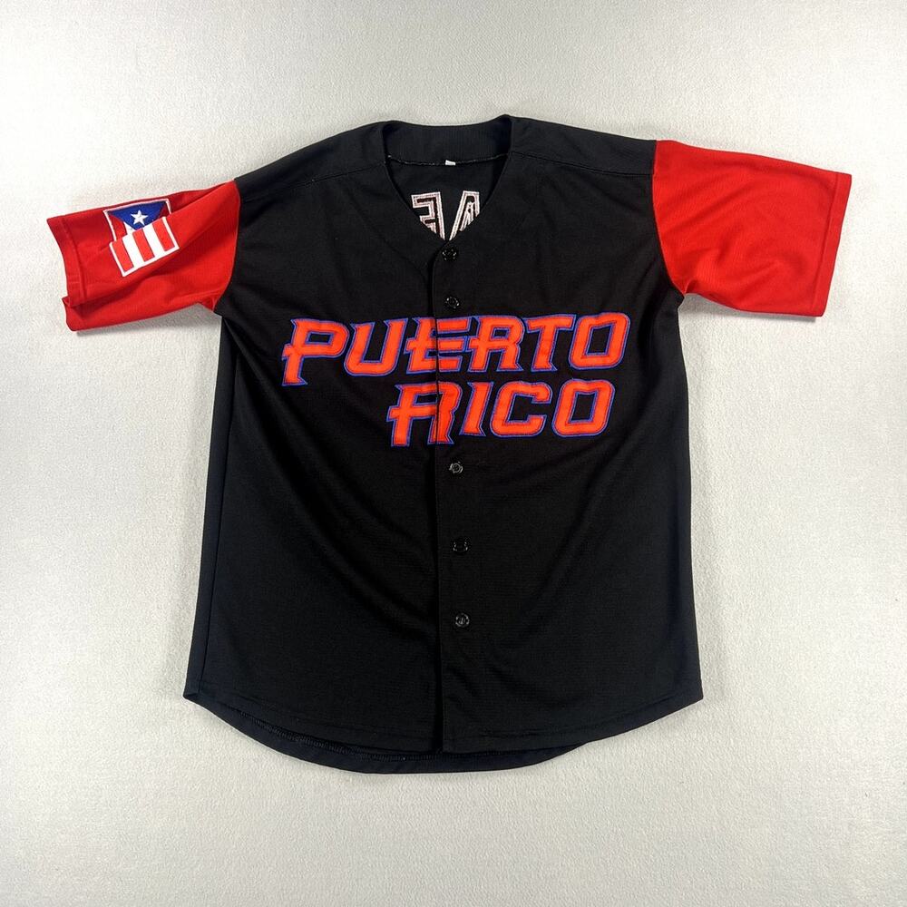 Puerto Rico World Baseball Classic Javy Baez #9 Black MLB Jersey Mens Size M‎